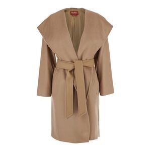 Maxmara Studio Women 'Newmang' Beige Coat With Wide Lapels In Wool Woman